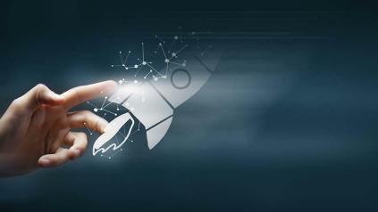 main et fusée symbolisant la création d'entreprise